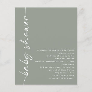 Value Rotated Script Sage Baby Shower Invitation  Flyer