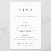 Value Simple Typography Black White Wedding Menu