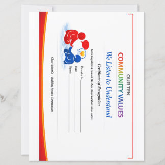 Value to Listen Certificate Letterhead Paper Sheet