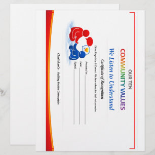 Value to Listen Certificate Stationery Letterhead