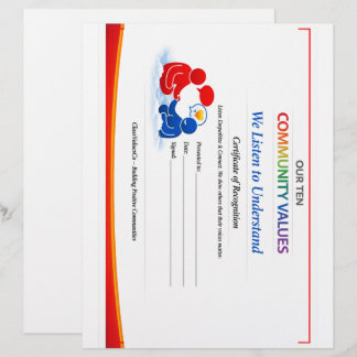 Value to Listen Certificate Stationery Letterhead