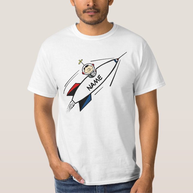Value TShirt, Rocket Man Cartoon, Name Template T-Shirt (Front)