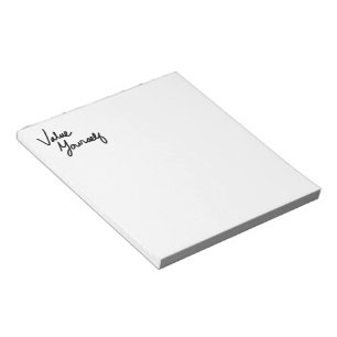 Value Yourself Positive Message for Self-care Notepad