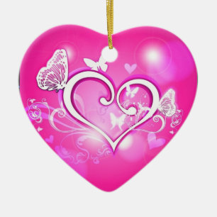 Valuegem Pink Butterfly Hart Ornament