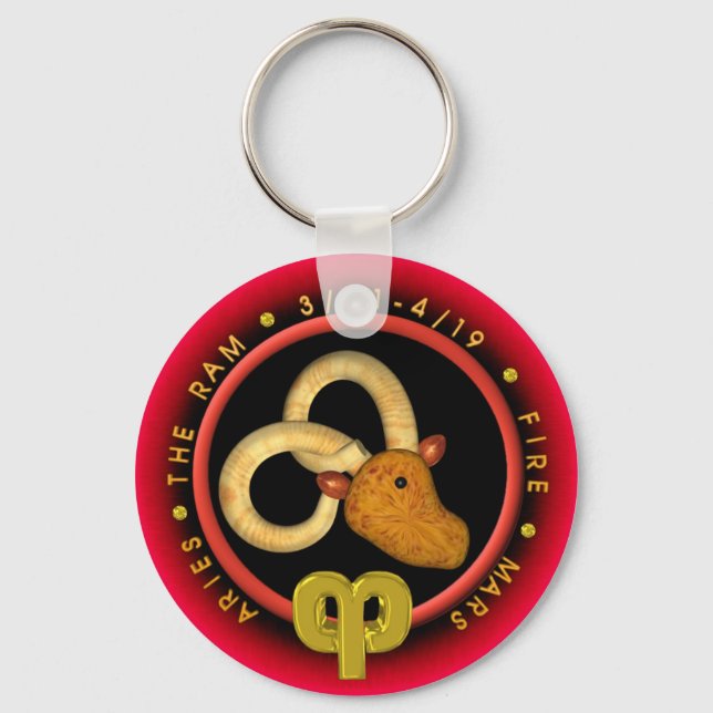 Valxart Aries  zodiac logo Key Ring (Front)