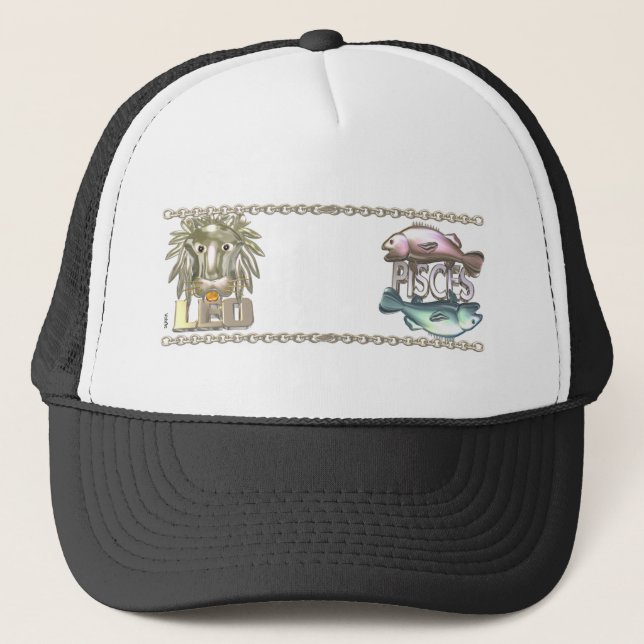 Valxart Leo Pisces zodiac friendship gifts Trucker Hat (Front)