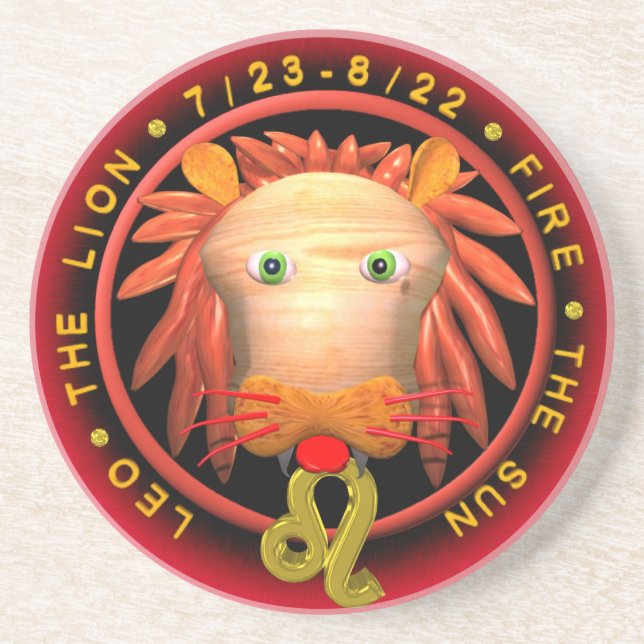 Valxart Leo  zodiac round coaster (Front)