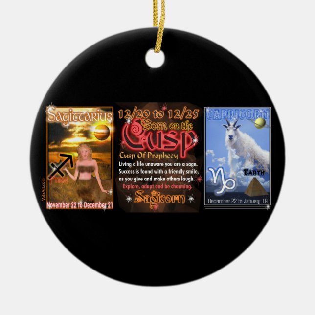 Valxart Zodiac Cusp Sagittarius Capricorn Ceramic Ornament (Front)