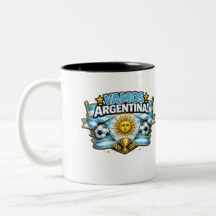 Vamos Argentina Patriotic Soccer Design Argentin Two-Tone Coffee Mug
