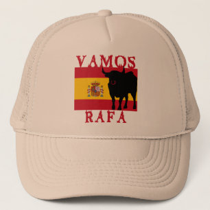 Vamos Rafa With Flag of Spain Trucker Hat