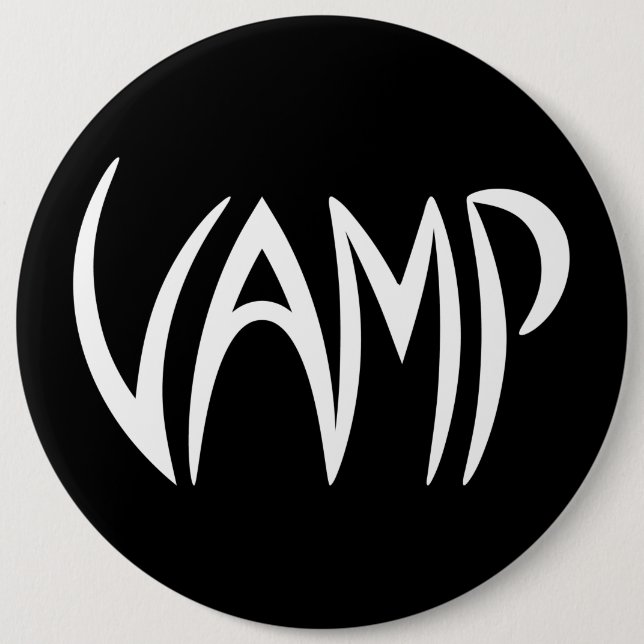Vamp Text (Black/White) Version 6 Cm Round Badge (Front)