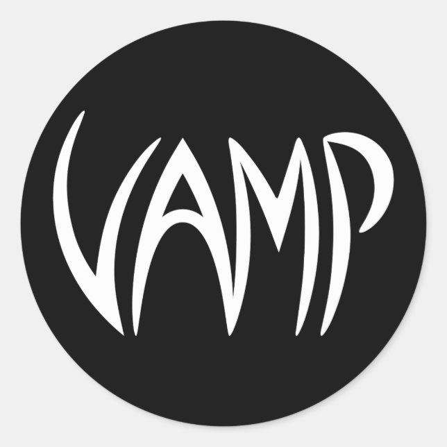 Vamp Text (Black/White) Version Classic Round Sticker (Front)