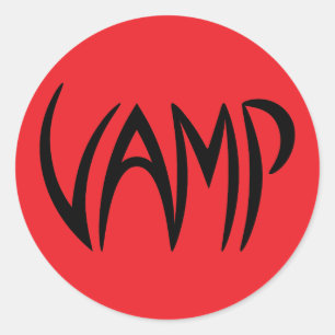 Vamp Text (Red/Black) Version Classic Round Sticker