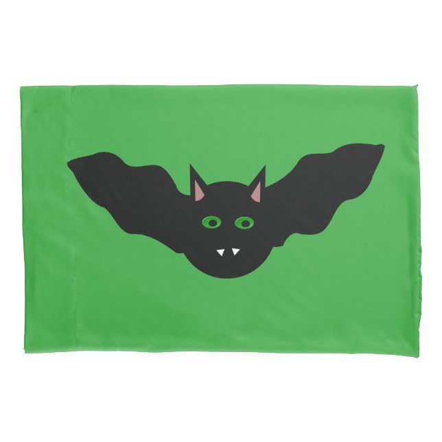 Vampie Cat Faced Bat Halloween Pillowcase (Front)