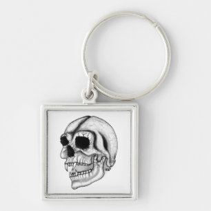 Vampir skull black and white design key ring
