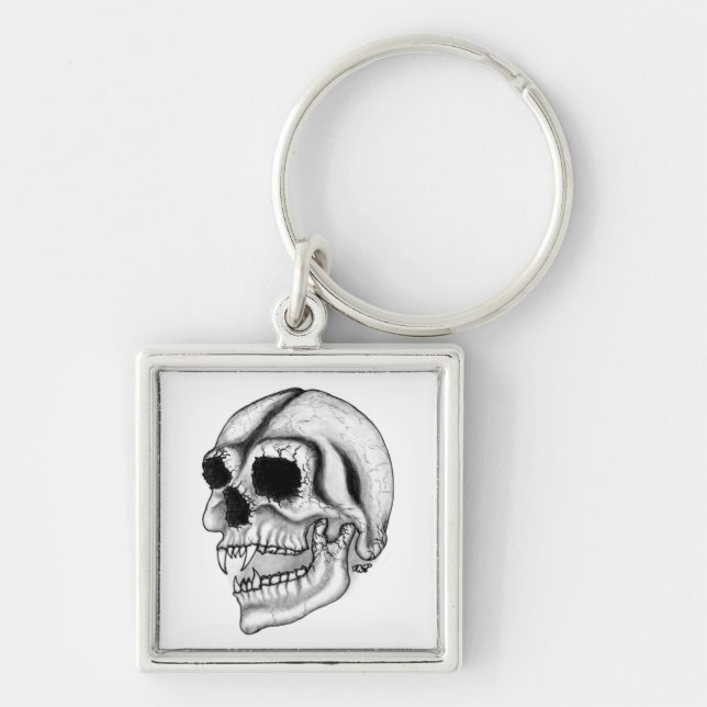 Vampir skull black and white design key ring (Front)