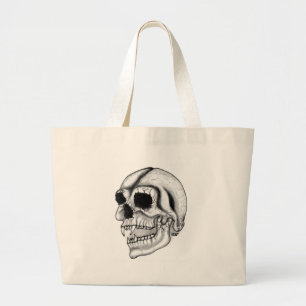 Vampir skull black and white design large tote bag
