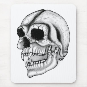 Vampir skull black and white design mouse pad