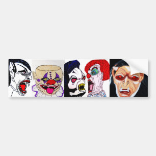 VAMPIRE, AND DERANGED CLOWN bumpersticker Bumper S Sticker