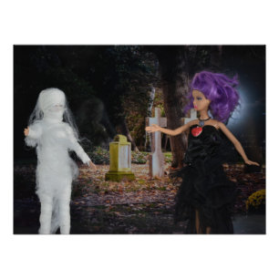 Vampire and Mummy on the hunt. Halloween Poster