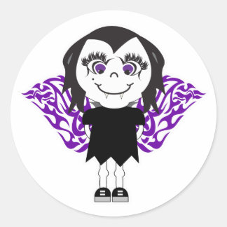 Vampire Angel Girl Tribal Wings Classic Round Sticker