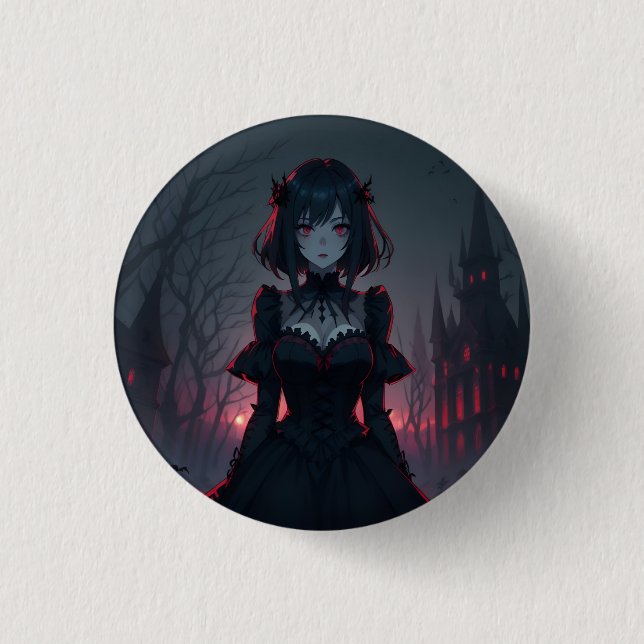 Vampire Anime Girl 1 3 Cm Round Badge (Front)