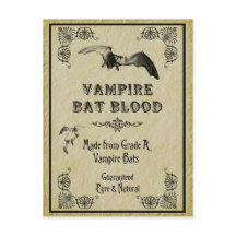 Vampire Bat Blood Halloween Recipe Card