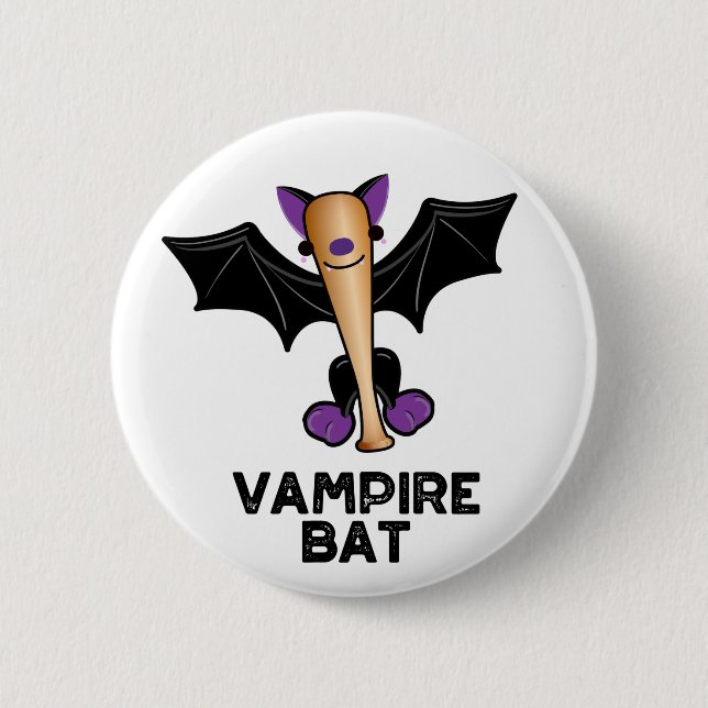 Vampire Bat Funny Baseball Pun  6 Cm Round Badge (Front)