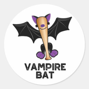 Vampire Bat Funny Baseball Pun  Classic Round Sticker