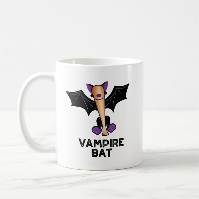 Vampire Bat Funny Baseball Pun  Coffee Mug (Left)