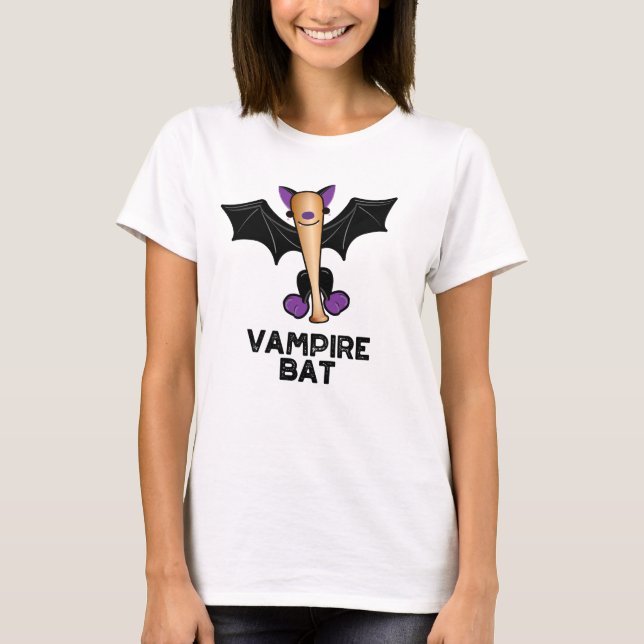 Vampire Bat Funny Baseball Pun  T-Shirt (Front)