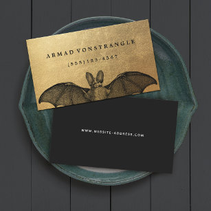 Vampire Bat Gold Halloween  Business Card