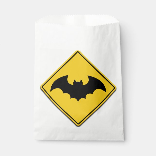Vampire Bat Warning Halloween Favour Bag (Front)