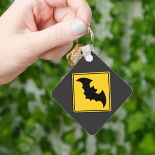 Vampire Bat Warning Halloween Key Ring