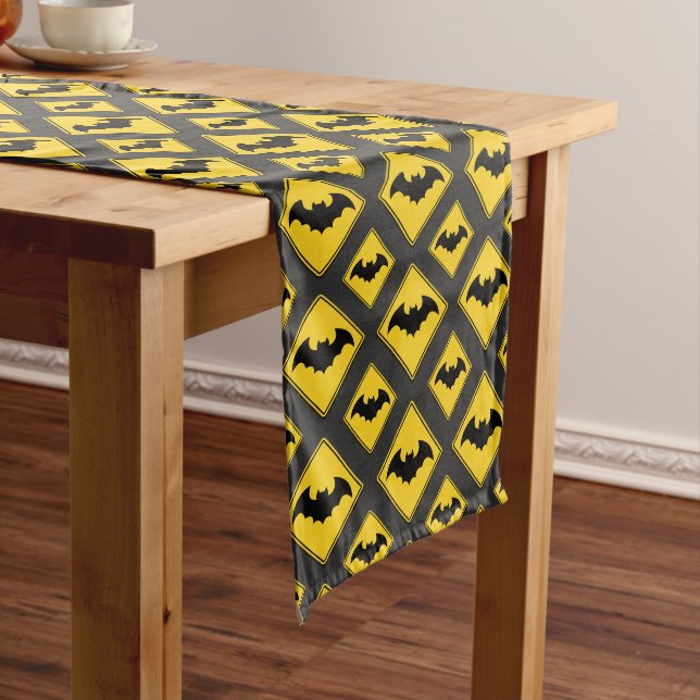 Vampire Bat Warning Halloween Medium Table Runner (In Situ)