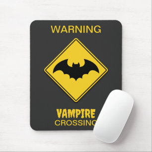 Vampire Bat Warning Halloween Mouse Pad