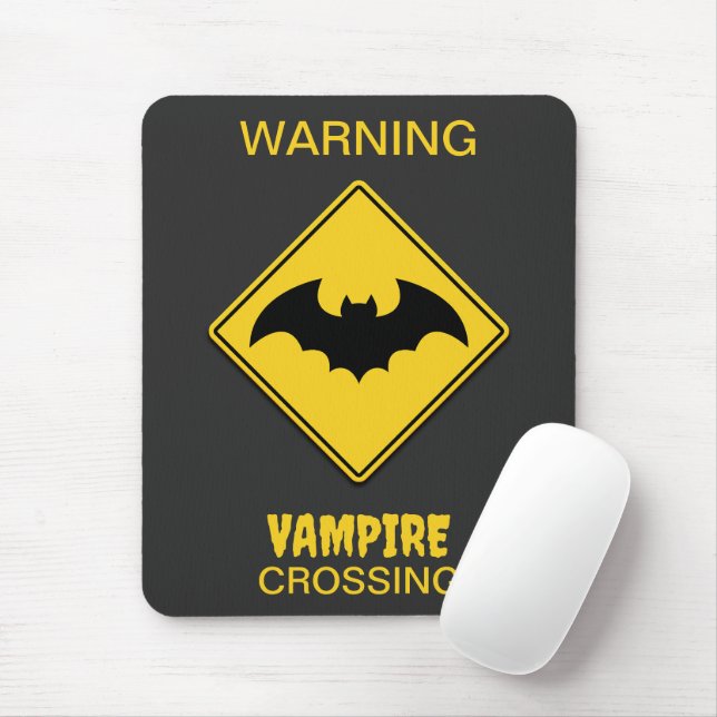Vampire Bat Warning Halloween Mouse Pad (With Mouse)