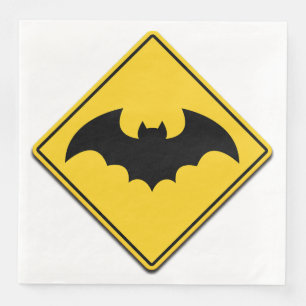 Vampire Bat Warning Halloween Napkin