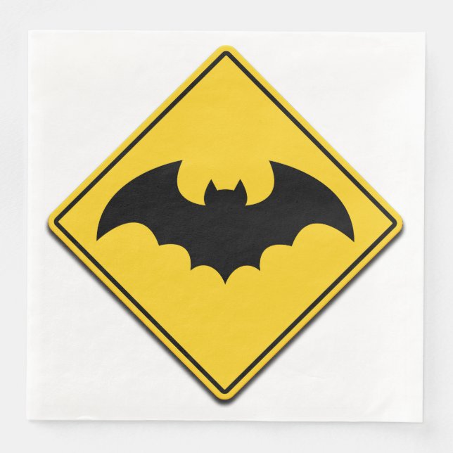 Vampire Bat Warning Halloween Napkin (Front)