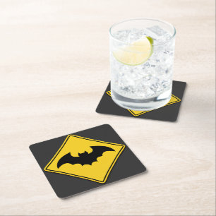 Vampire Bat Warning Halloween Square Paper Coaster