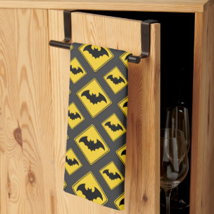 Vampire Bat Warning Halloween Tea Towel