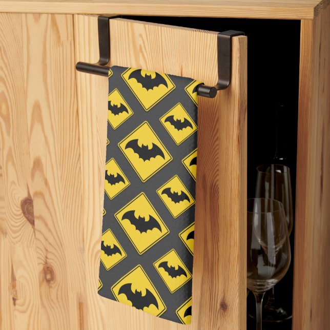 Vampire Bat Warning Halloween Tea Towel (Thirds Fold)