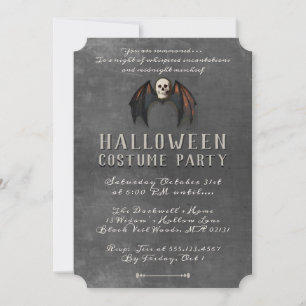 Vampire Bat Wings Skull Halloween Party  Invitation