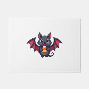 Vampire Bat with Candy – Cute Halloween T-Shirt Doormat
