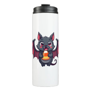 Vampire Bat with Candy – Cute Halloween T-Shirt Thermal Tumbler