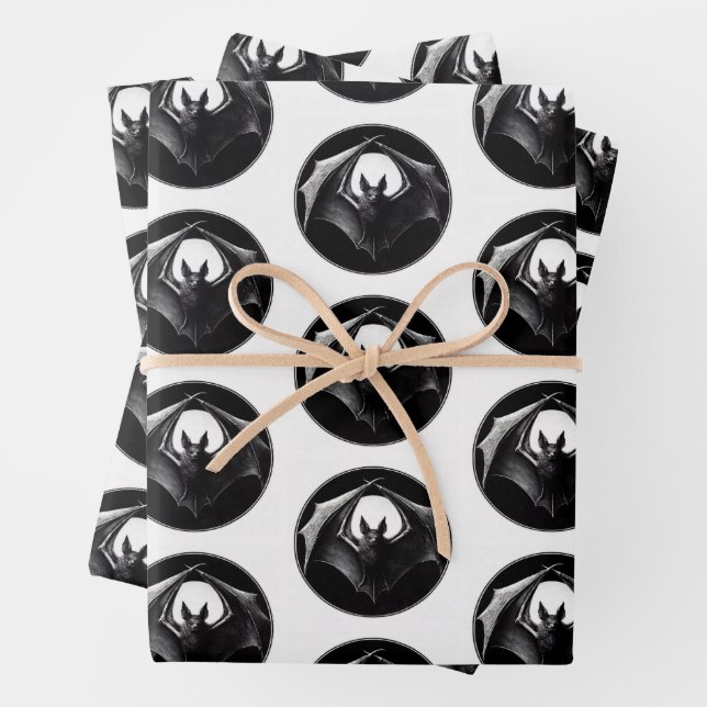 Vampire Bat Wrapping Paper Flat Sheet Set of 3 (In situ)