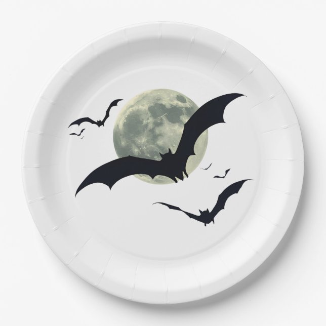 Vampire Bats Halloween Paper Plate (Front)