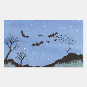 Vampire Bats Halloween Rectangular Sticker