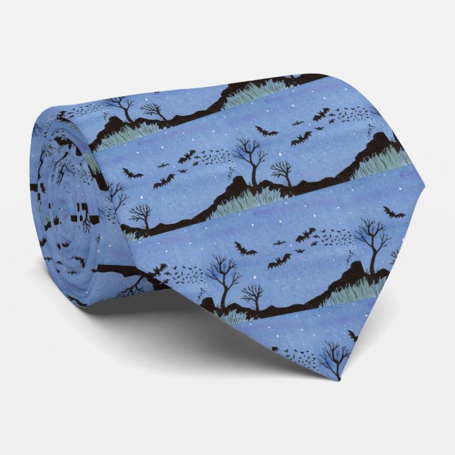 Vampire Bats Halloween Tie (Rolled)