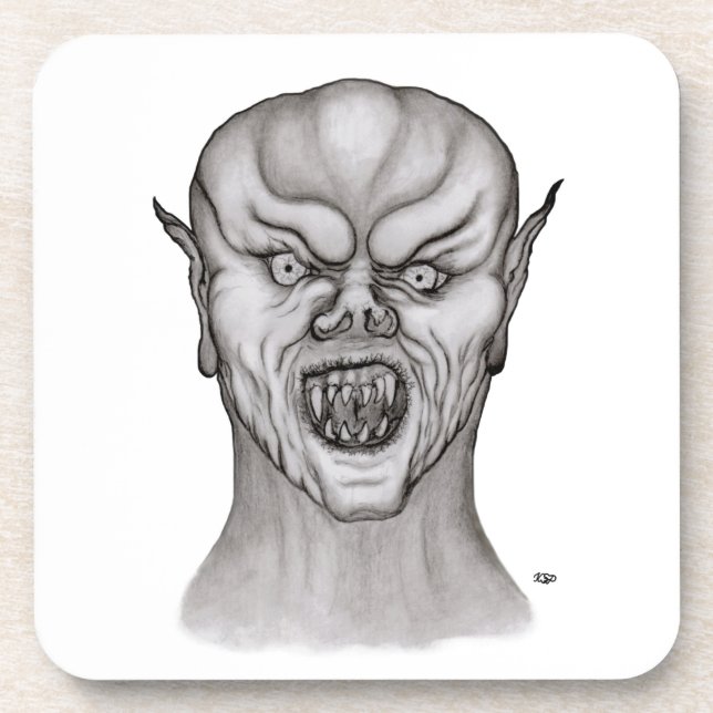 Vampire black and white Design Coaster (Front)